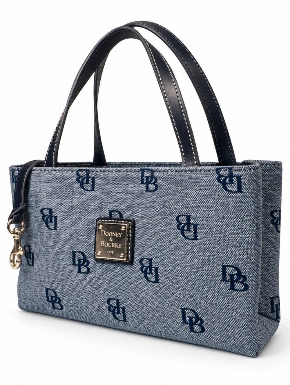 EUC Authentic Dooney & Bourke Signature Canvas Small Handbag Purse Blue Gray